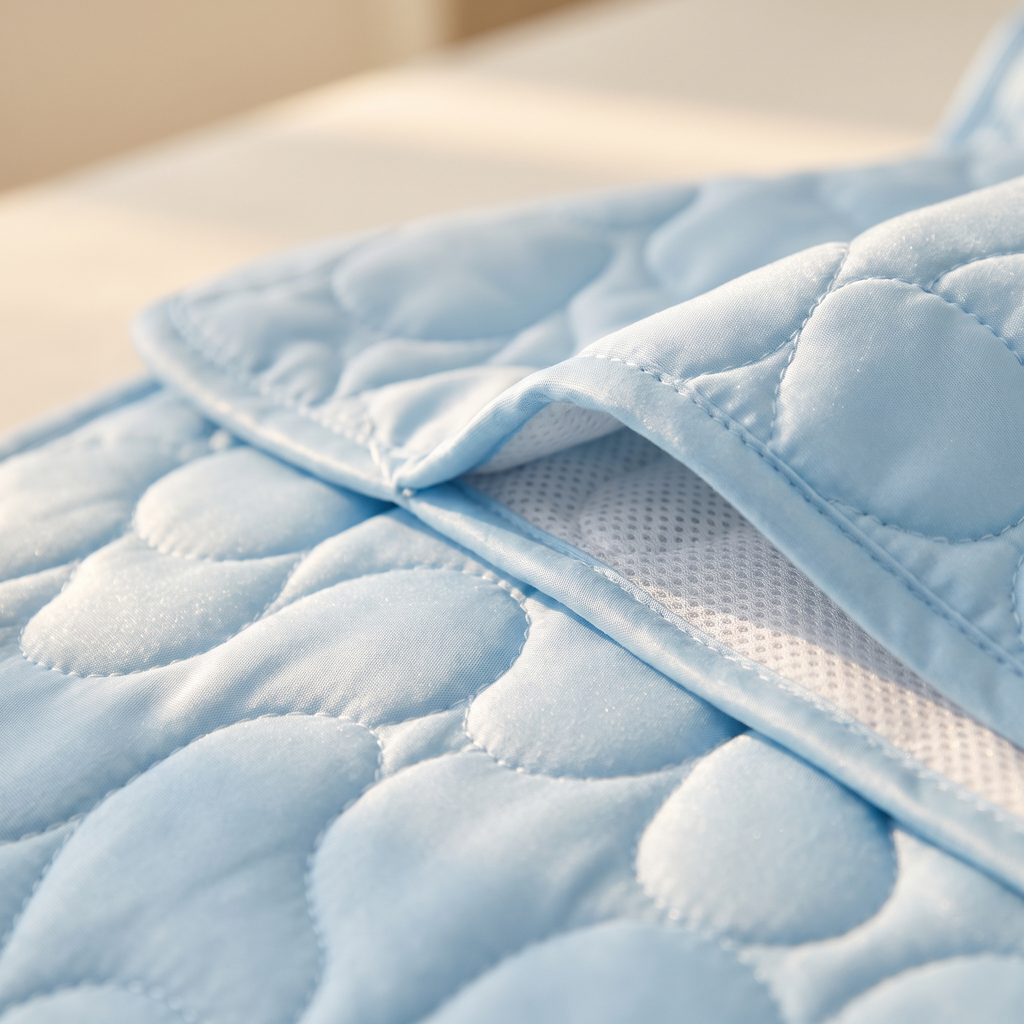 Close-up of the ChillHund Cooling Mat ice-silk quilting and mesh backing layer